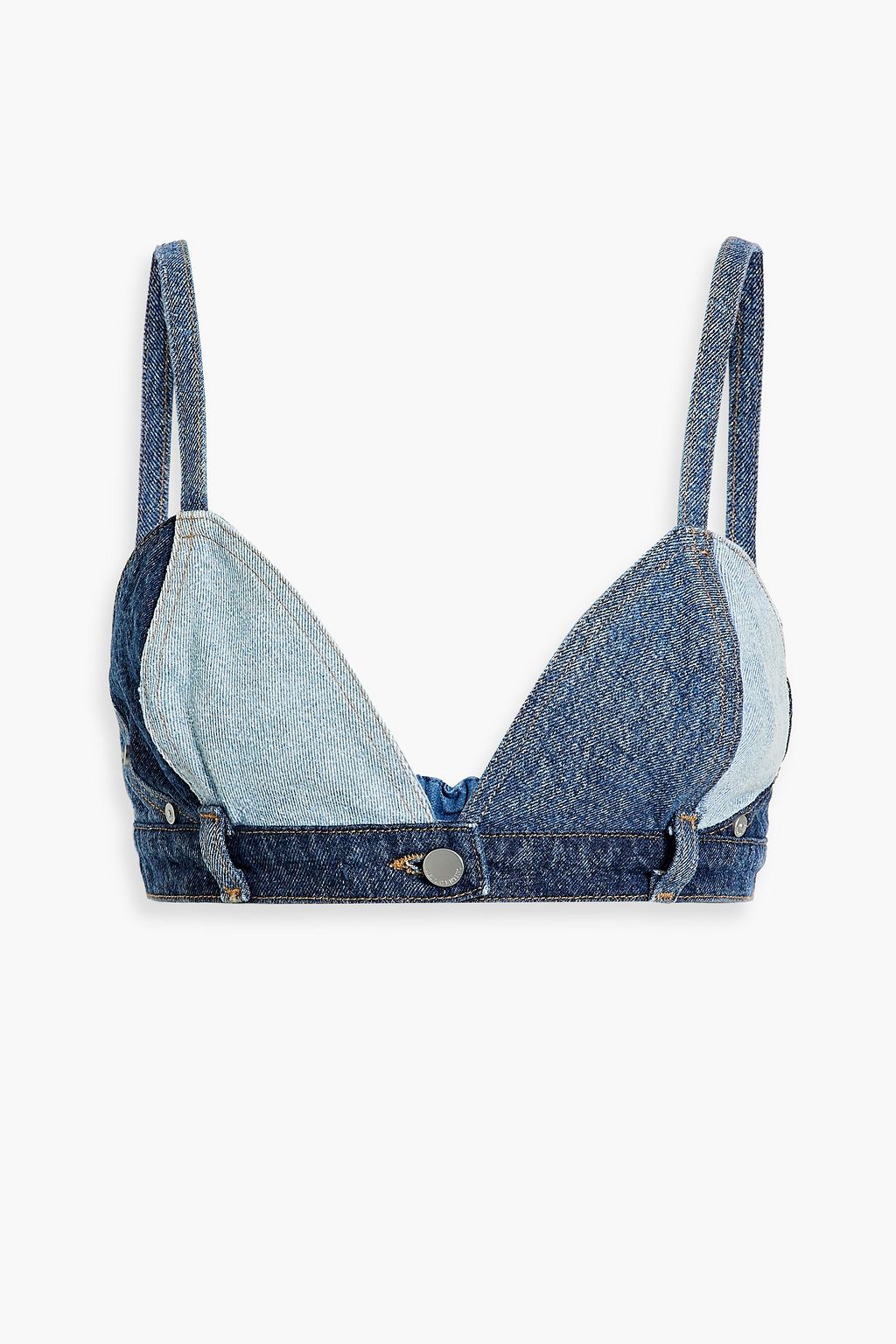 REDVALENTINO Patchwork denim bra top