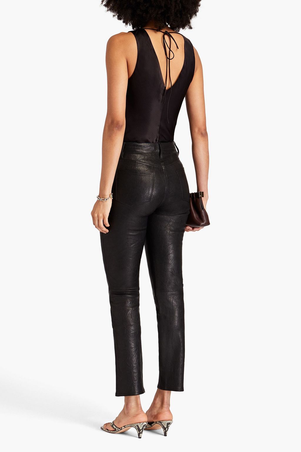 FRAME Lace-up satin top