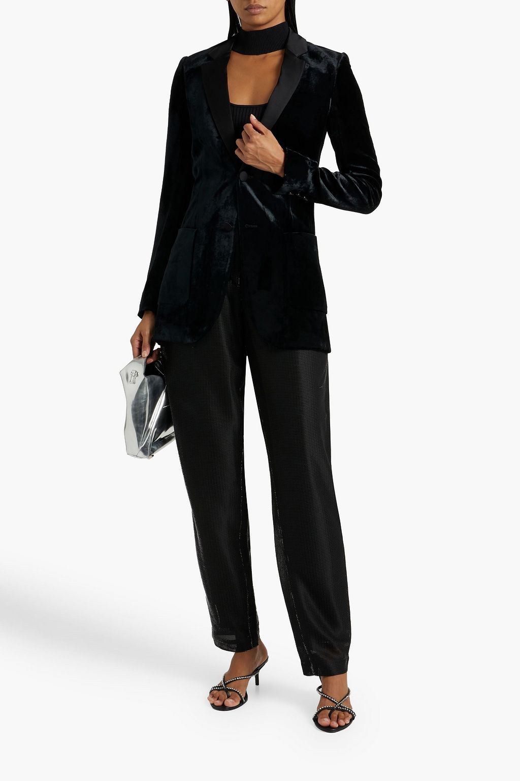REDVALENTINO Satin-trimmed velvet blazer