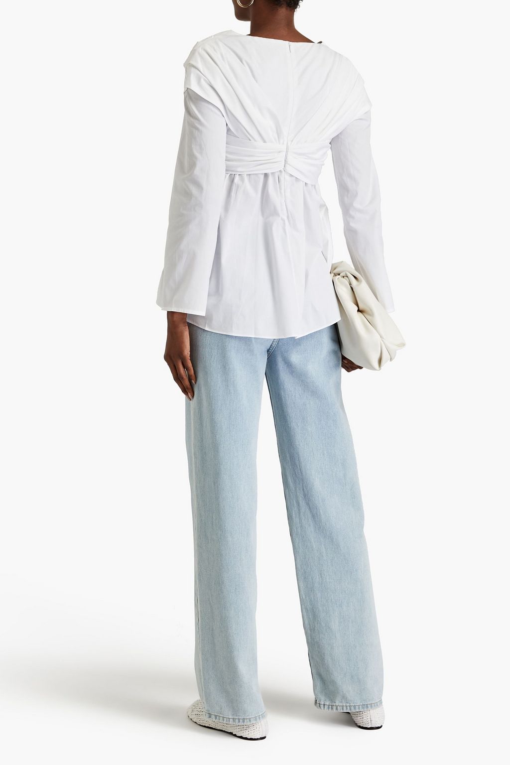TOVE Elena twist-front cotton-poplin blouse