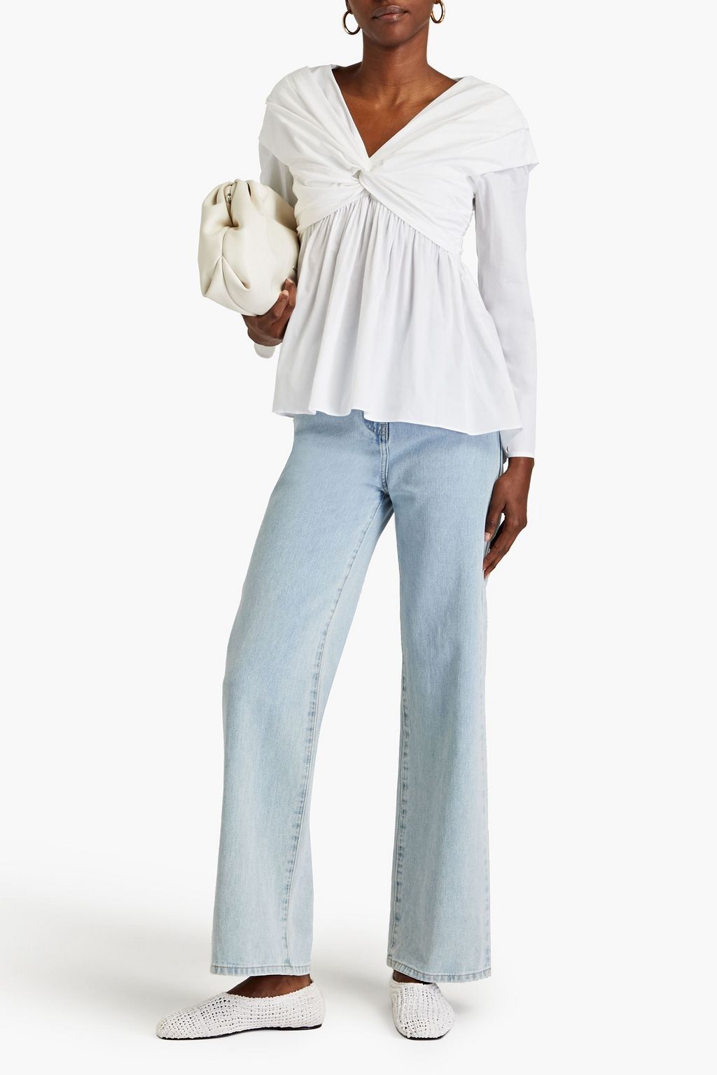 TOVE Elena twist-front cotton-poplin blouse
