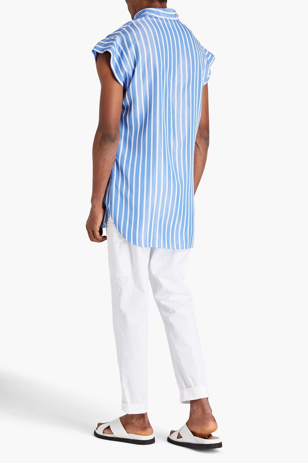 DUNHILL Striped Lyocell and silk-blend shirt