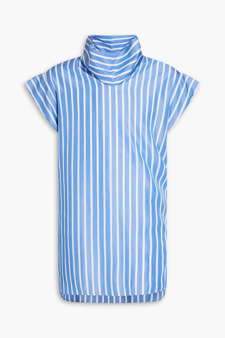 Dunhill Striped Lyocell And Silk-blend Cady Top In Light Blue