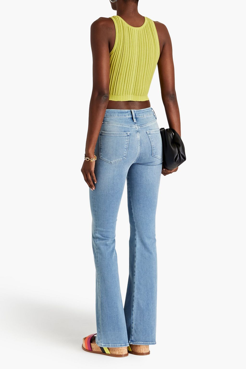 FRAME Le One faded high-rise flared jeans