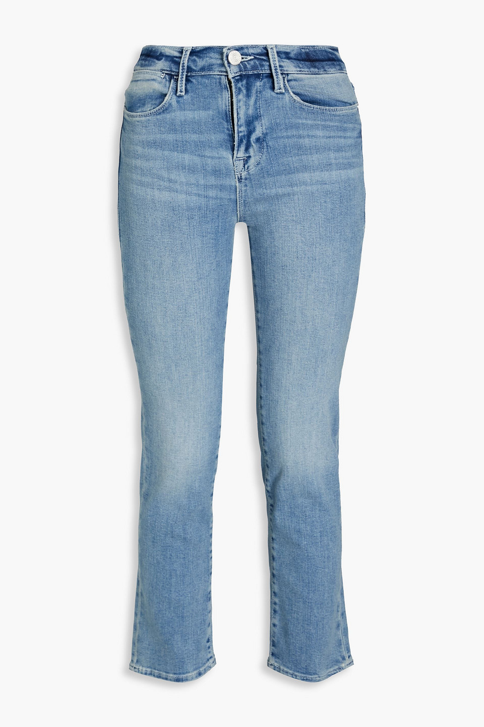 Frame Le High Straight Cropped Mid-rise Straight-leg Jeans In Light Denim