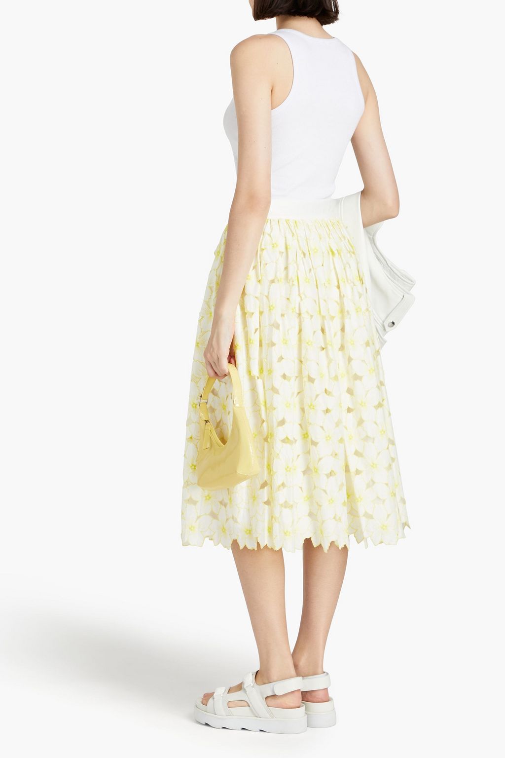 REDVALENTINO 자수 장식 코튼 혼방 포플린 미디 스커트