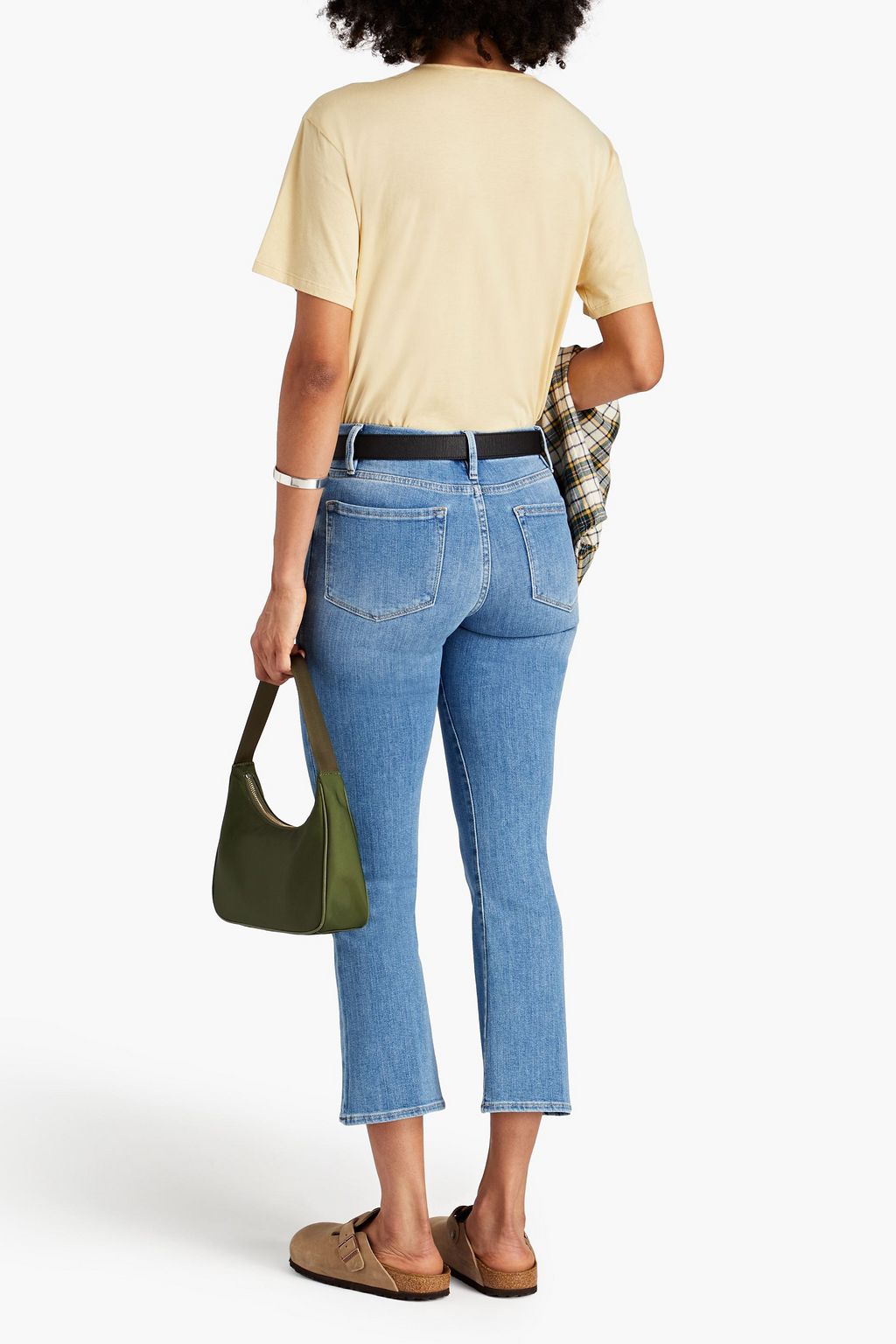 FRAME بنطلون جينز Le Crop Mini Boot قصير بقصّة بوت كت وبخصر عالٍ