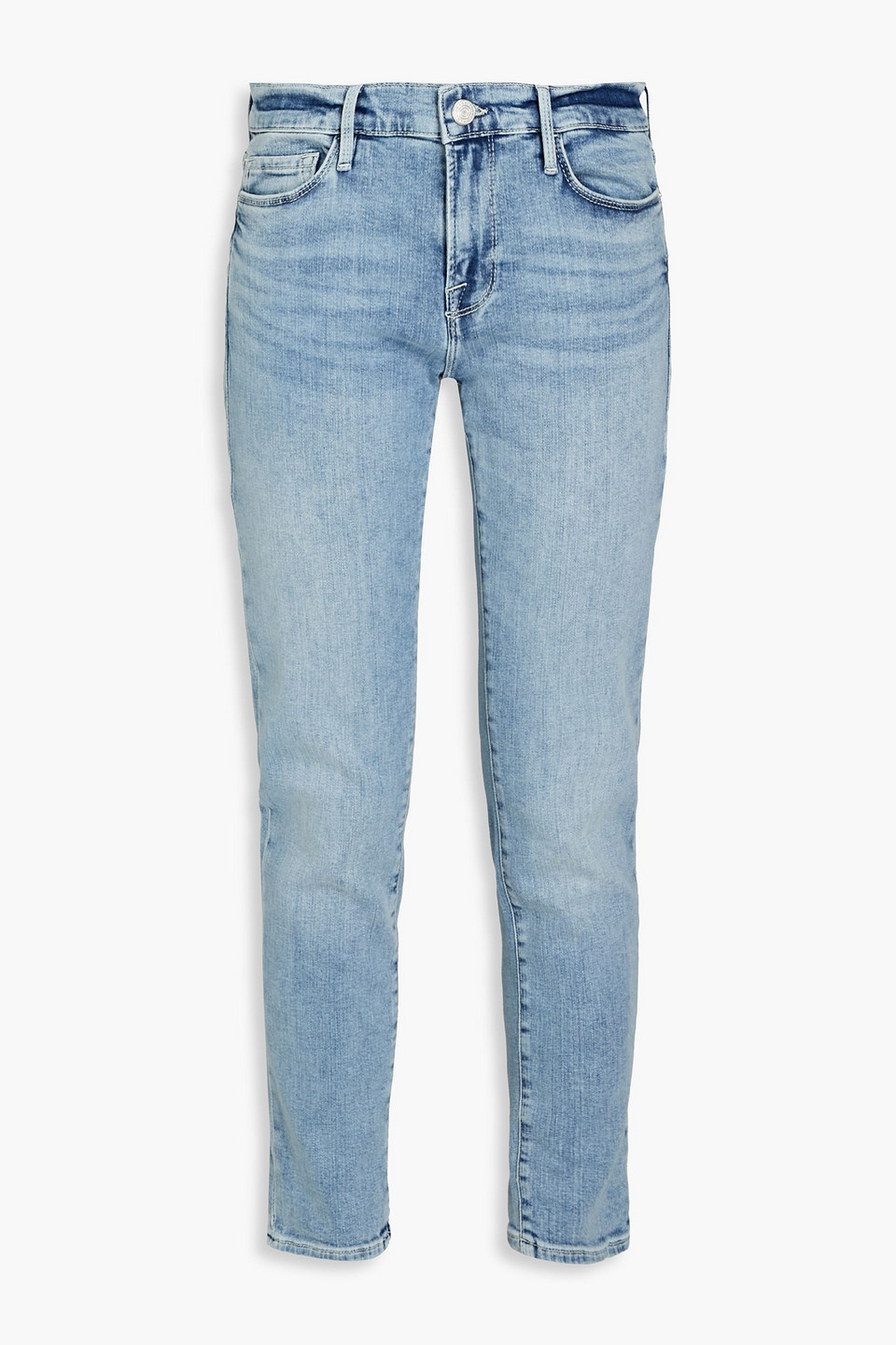 Frame Le Garcon Cropped Mid-rise Boyfriend Jeans In Light Denim