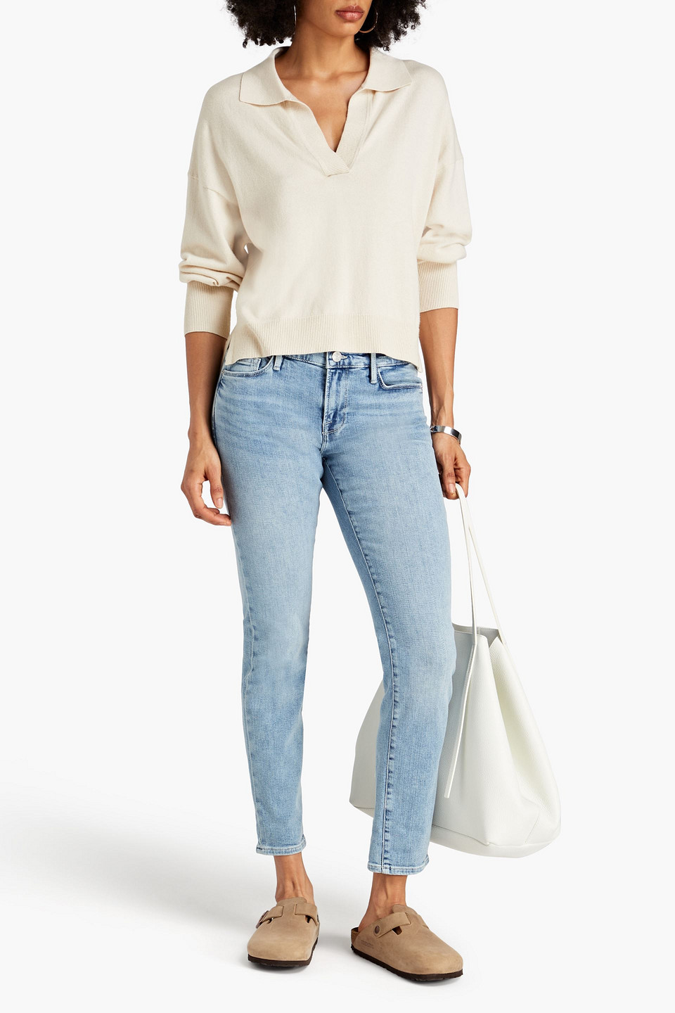 Shop Frame Le Garcon Cropped Slim Boyfriend Jeans In Light Denim