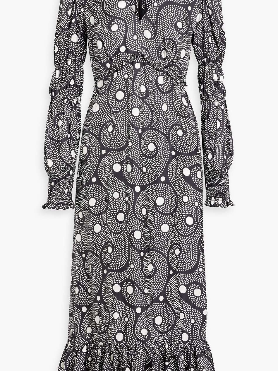 clemente ruffled printed silk-twill midi dress