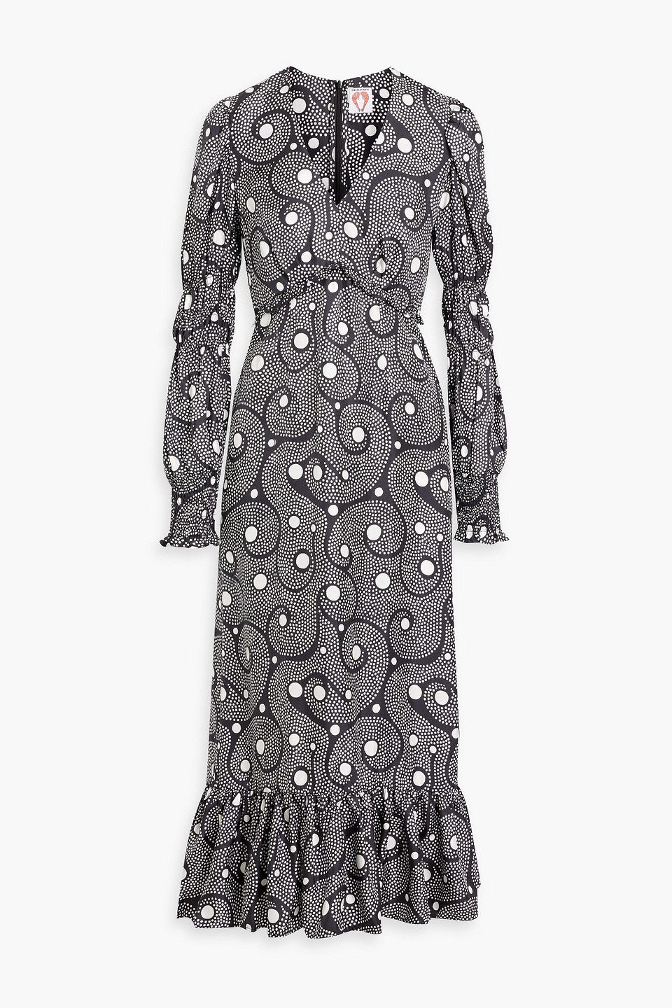 Clemente ruffled printed silk-twill midi dress