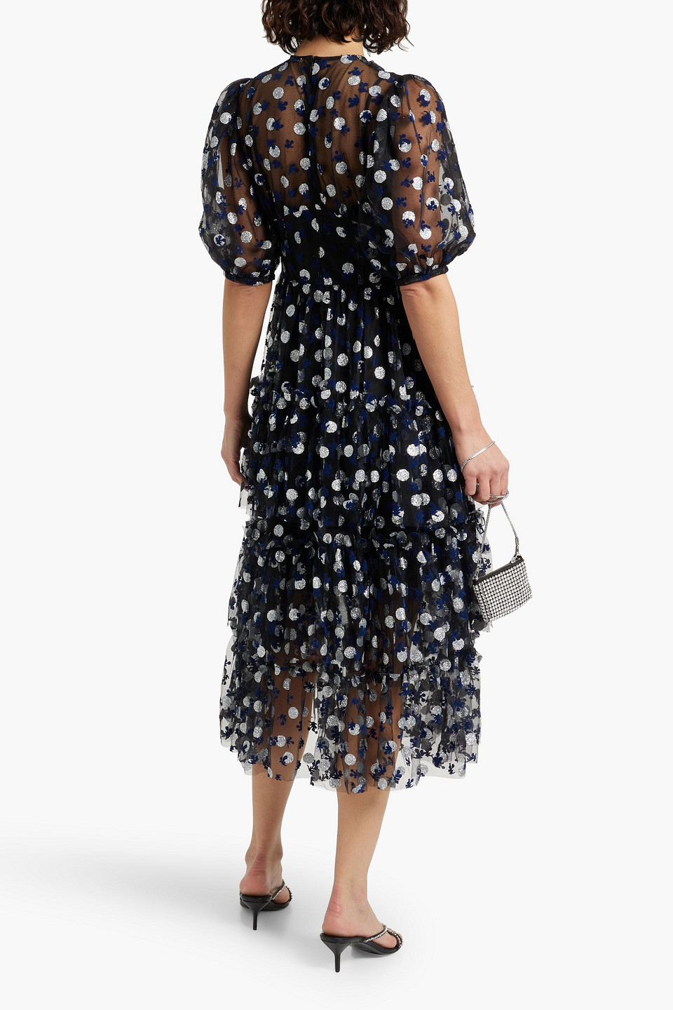 ワンピース shrimps midi dress Shrimps Debbie tiered flocked glittered tulle midi dress | Smart
