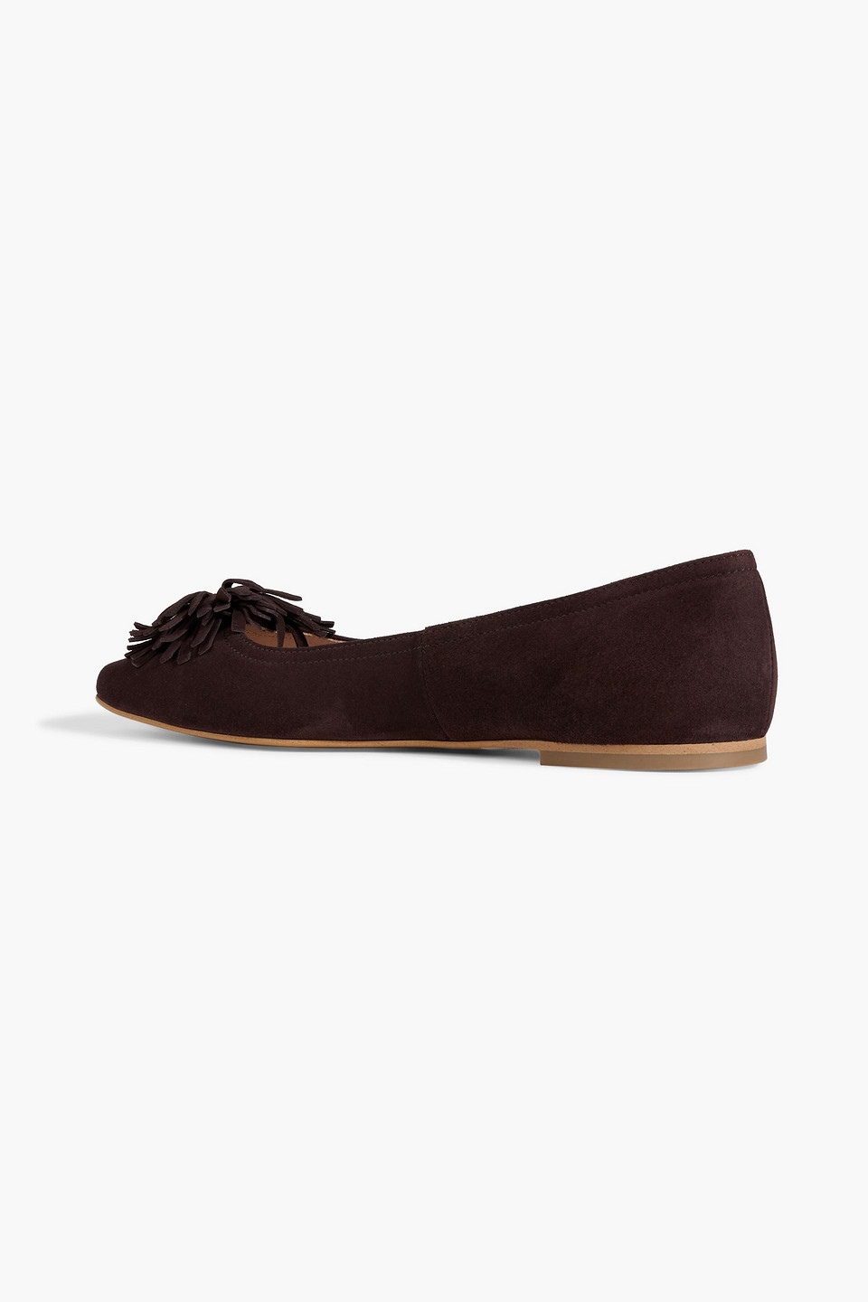 Shop Iris & Ink Julie Embellished Suede Ballet Flats In Chocolate