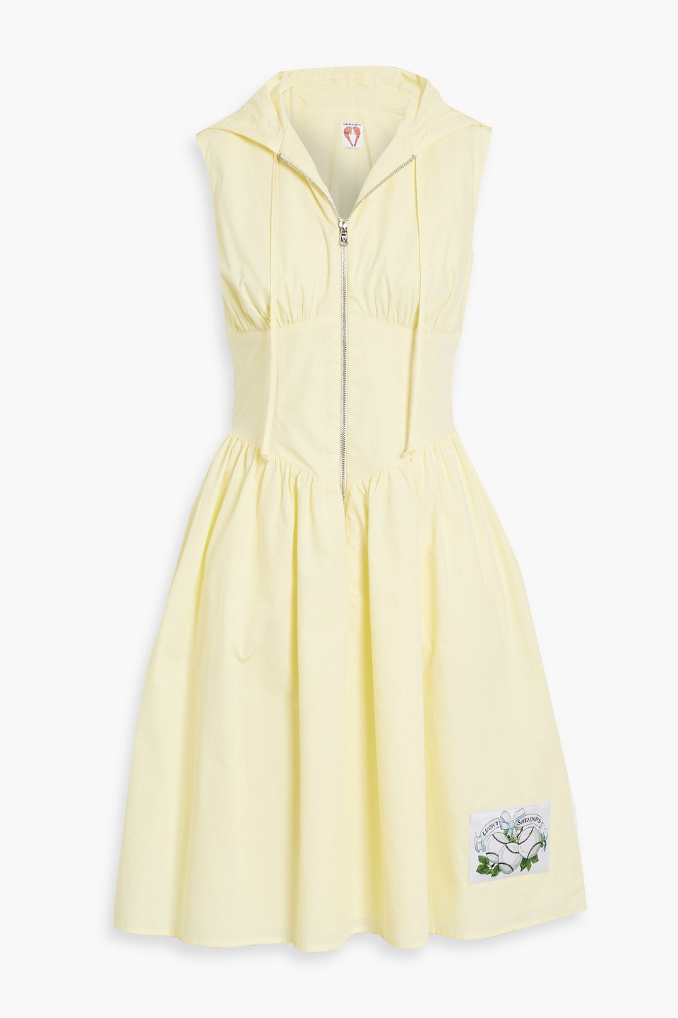 Shrimps Gabriella Cotton-poplin Hooded Dress In Pastel Yellow