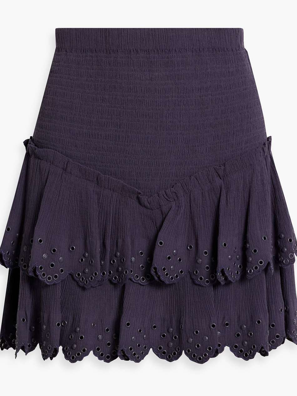 landora tiered cotton and silk-blend crepon mini skirt