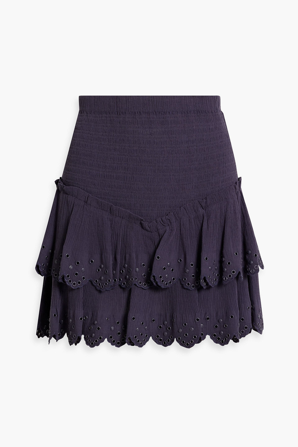 Isabel Marant Landora Tiered Cotton And Silk-blend Crepon Mini Skirt In Dark Purple
