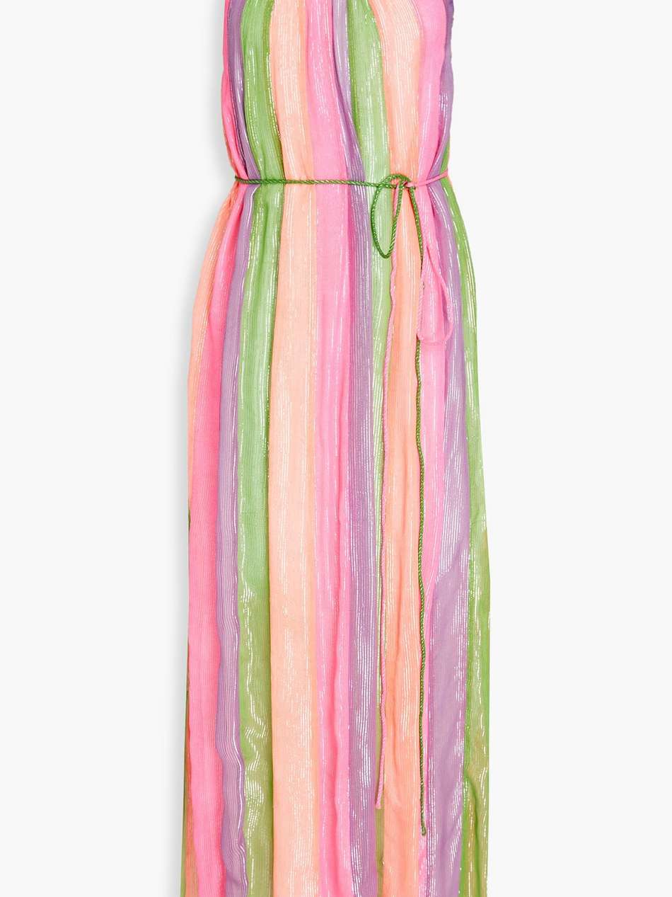 vanille metallic striped georgette maxi dress