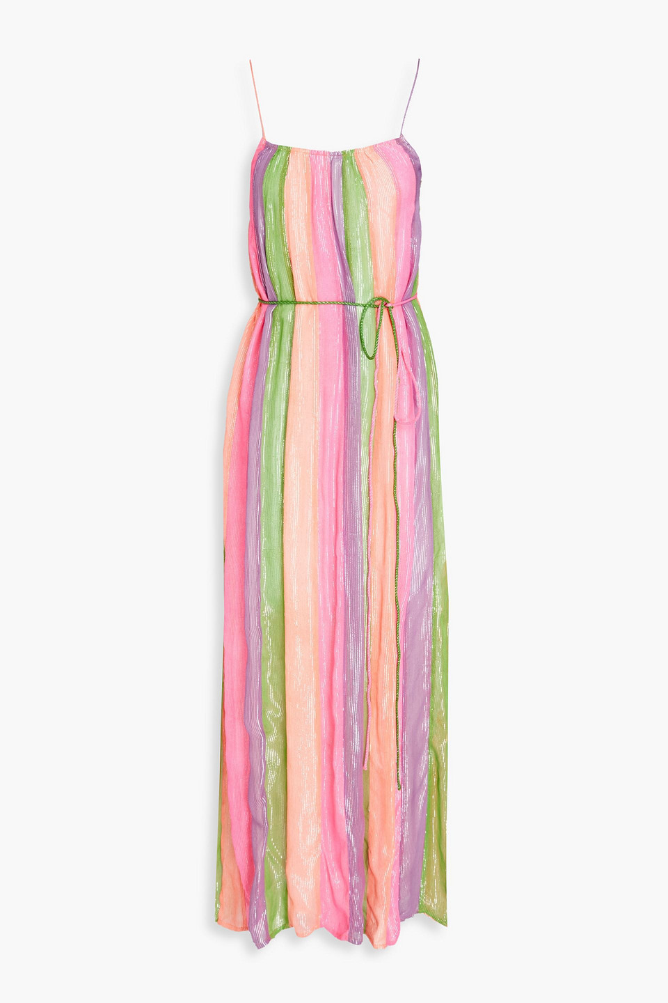 Vanille metallic striped georgette maxi dress