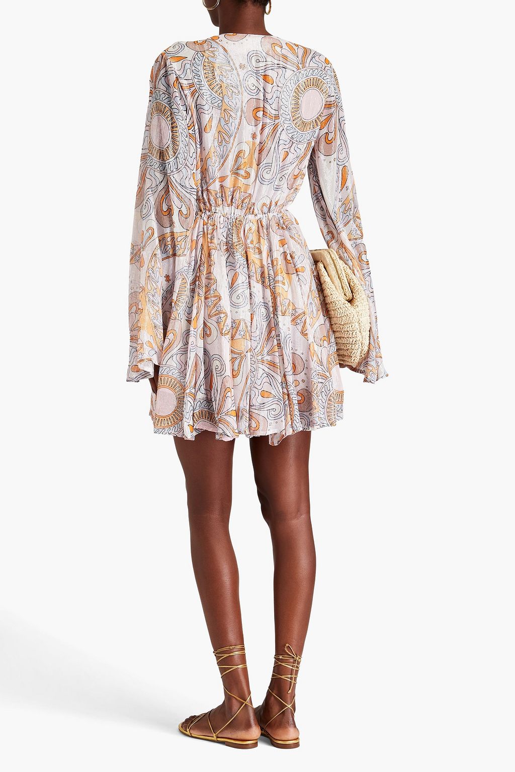 SUNDRESS ジョーゼット ミニワンピース メタリック プリント入り
