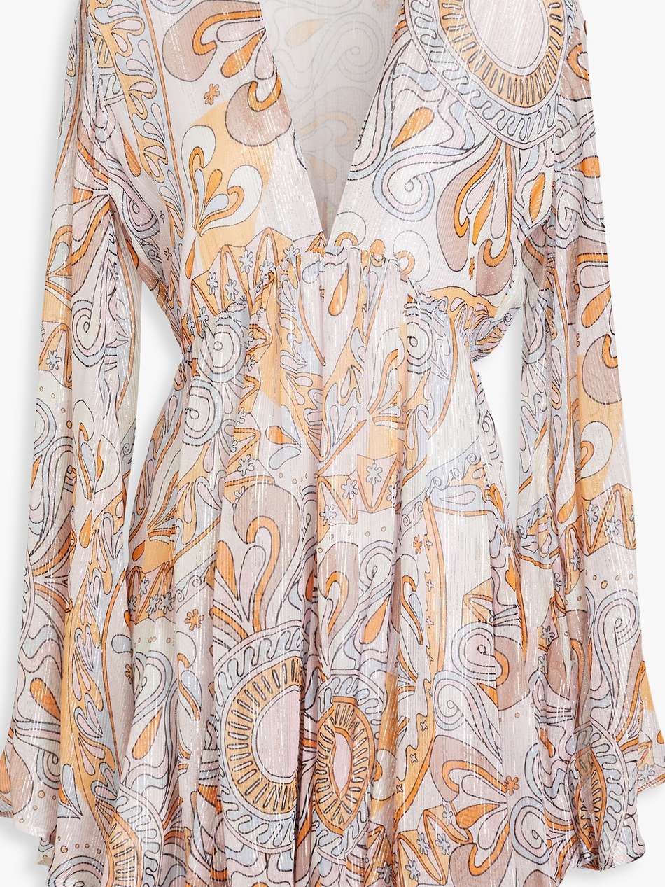 maud metallic printed georgette mini dress