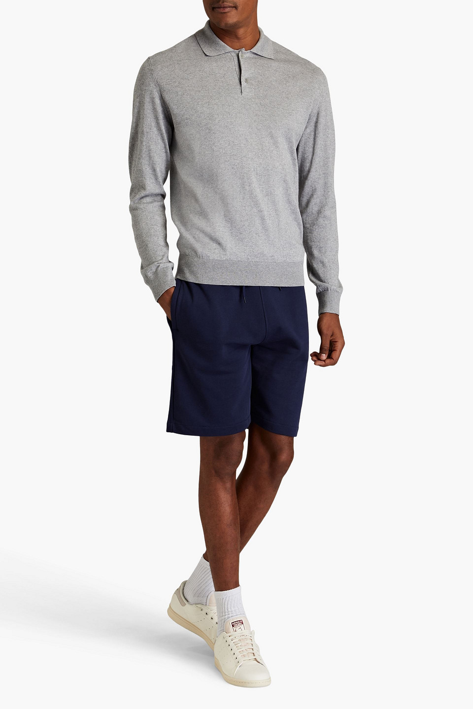 Shop Apc Coed Printed Cotton-jersey Drawstring Shorts In Navy