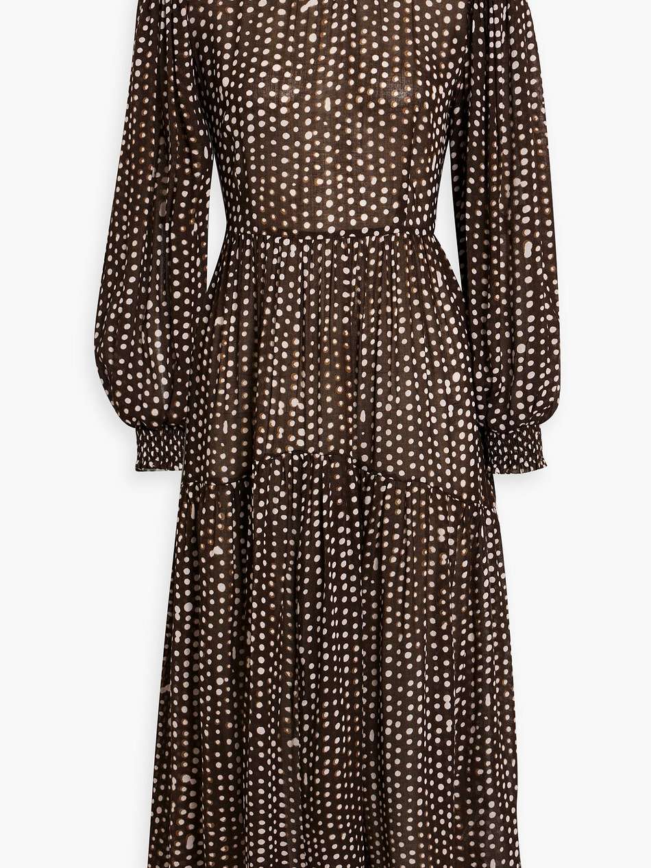 amelia tiered polka-dot gauze midi dress