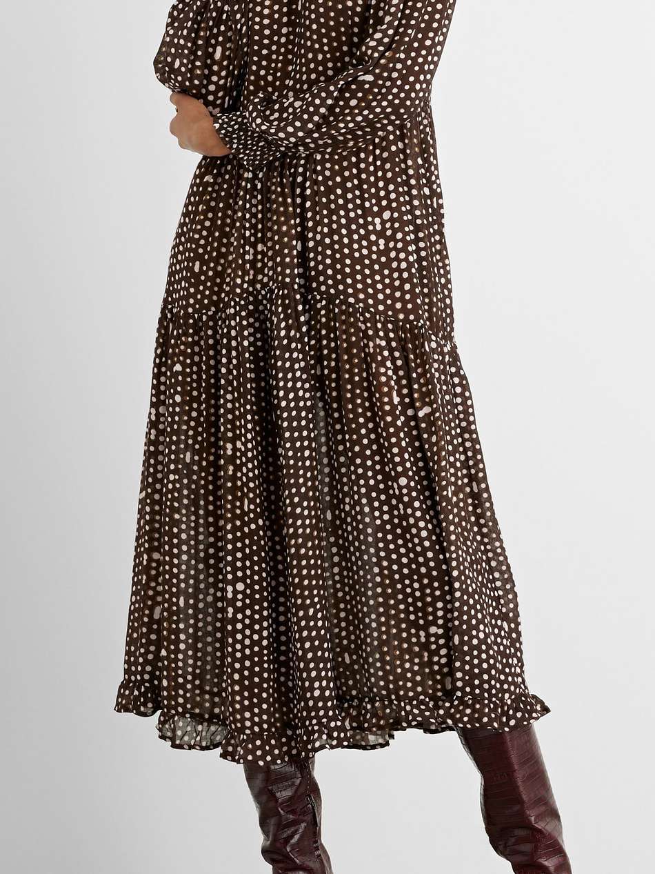 amelia tiered polka-dot gauze midi dress