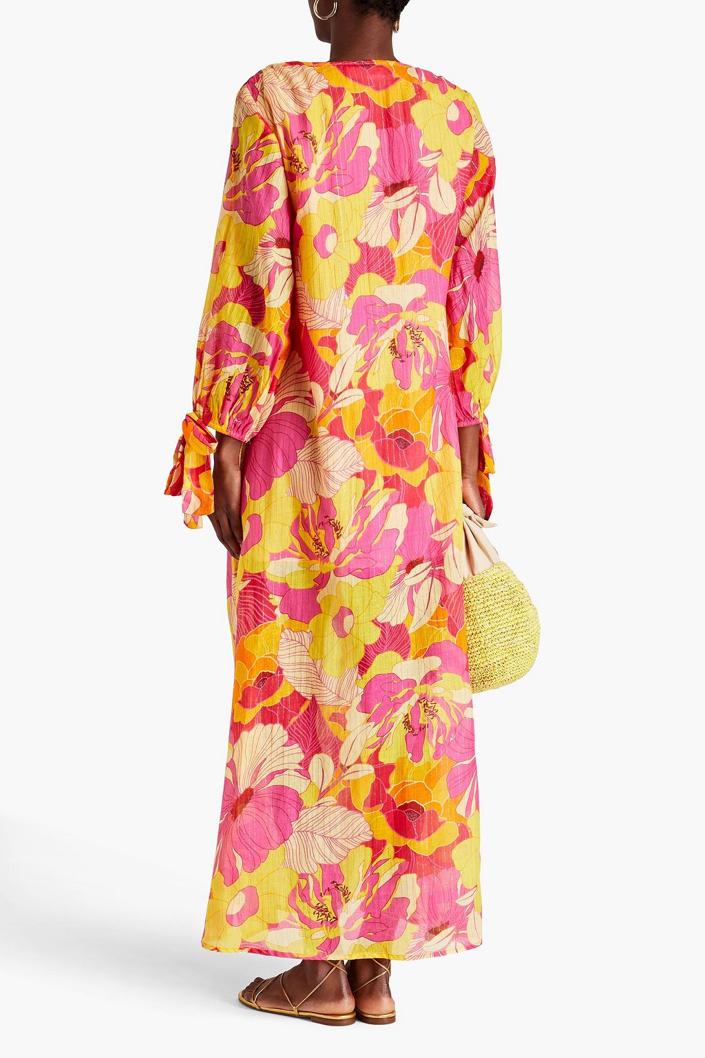 SUNDRESS فستان طويل «دولوريس» من الفوال المصنوع من مزيج من القطن ومزين بطبعة الأزهار