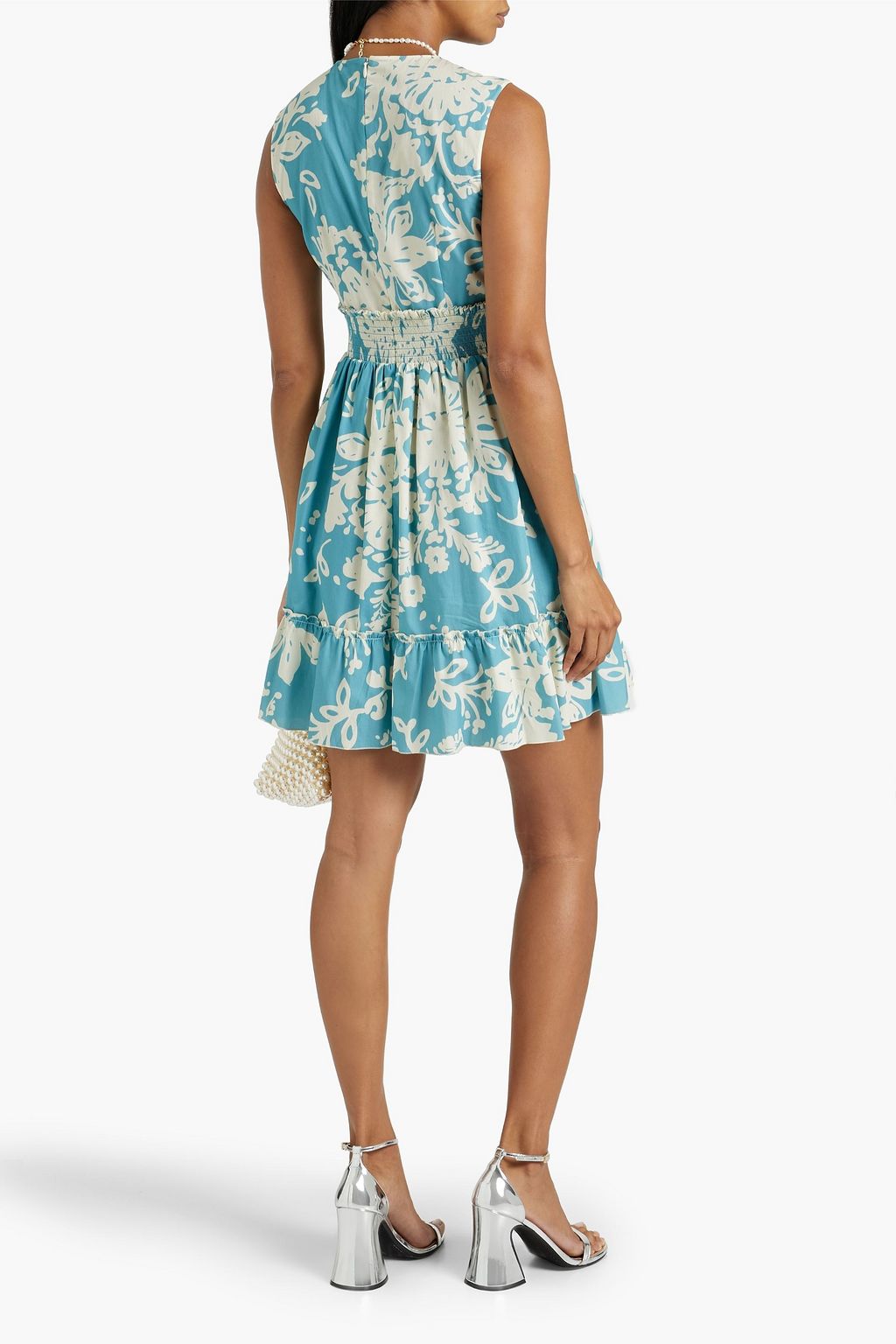 REDVALENTINO Ruffled floral-print cotton-poplin mini dress