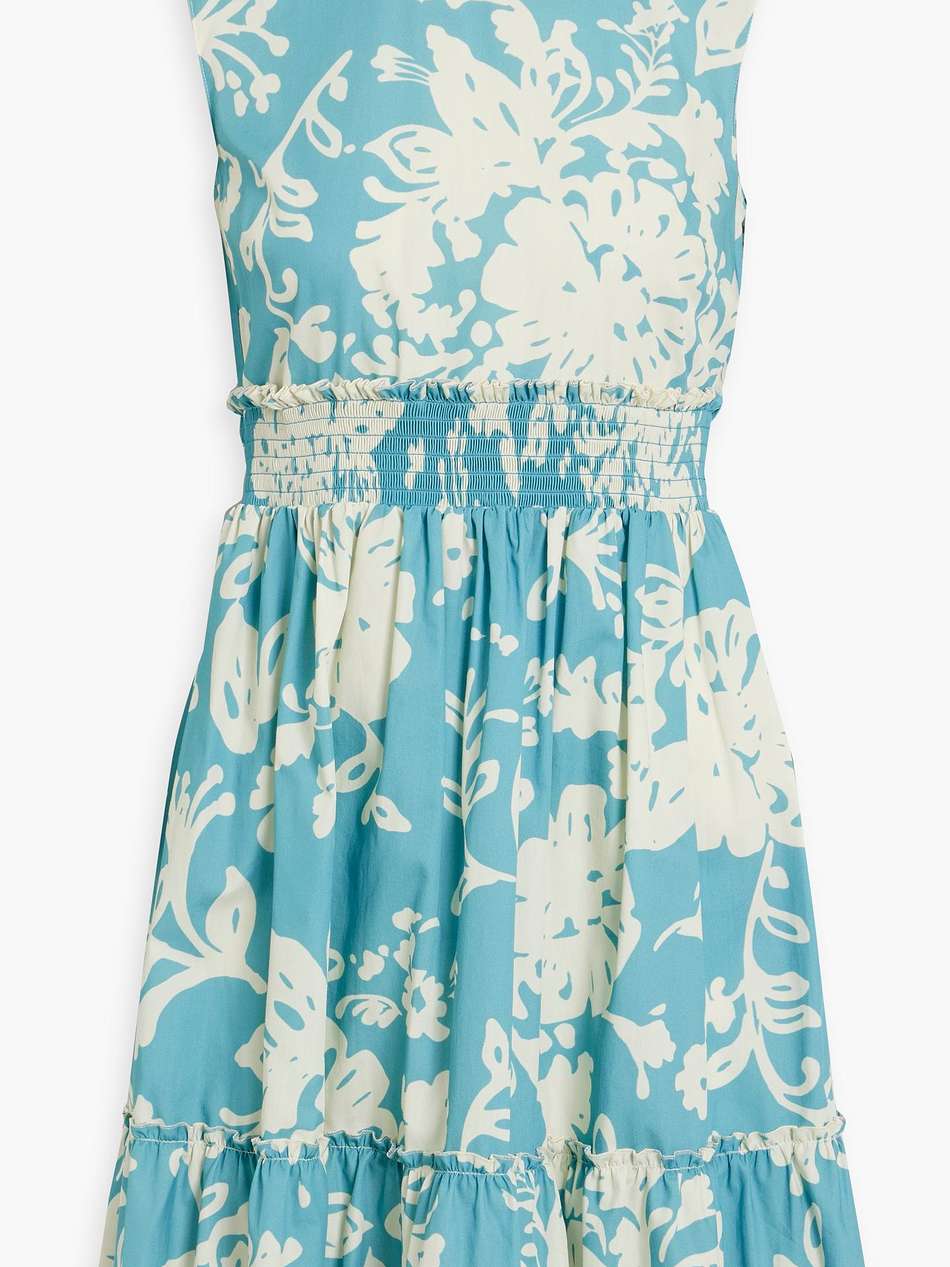 ruffled floral-print cotton-poplin mini dress