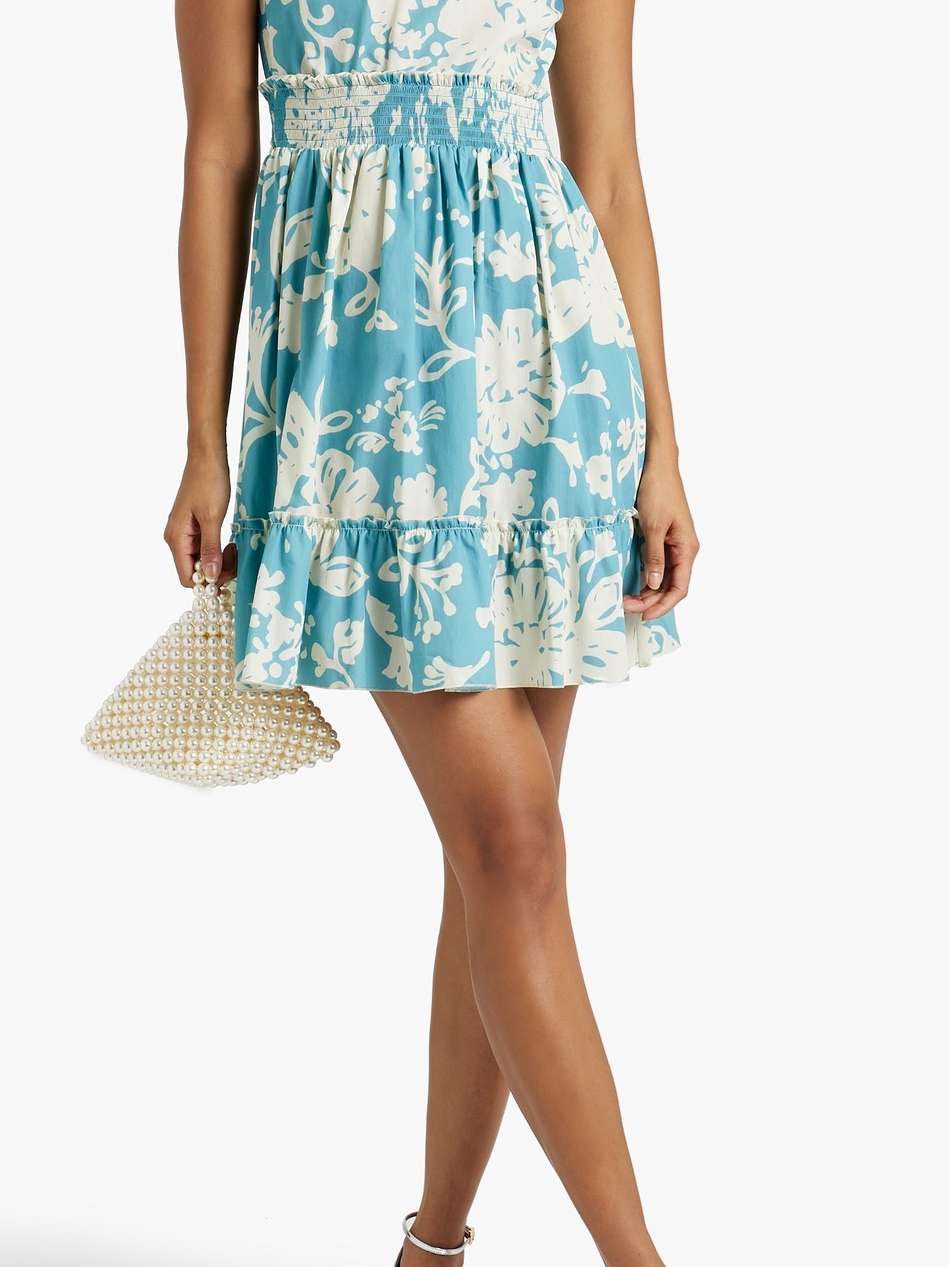 ruffled floral-print cotton-poplin mini dress