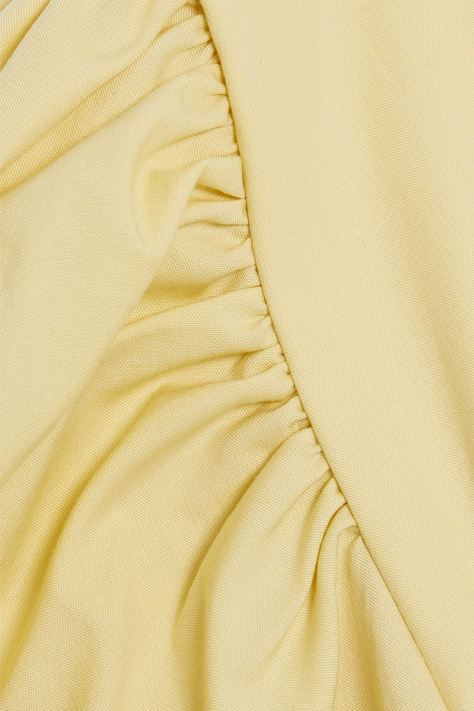 Red Valentino Wrap-effect Ruched Cotton-blend Poplin Mini Dress In Pastel Yellow