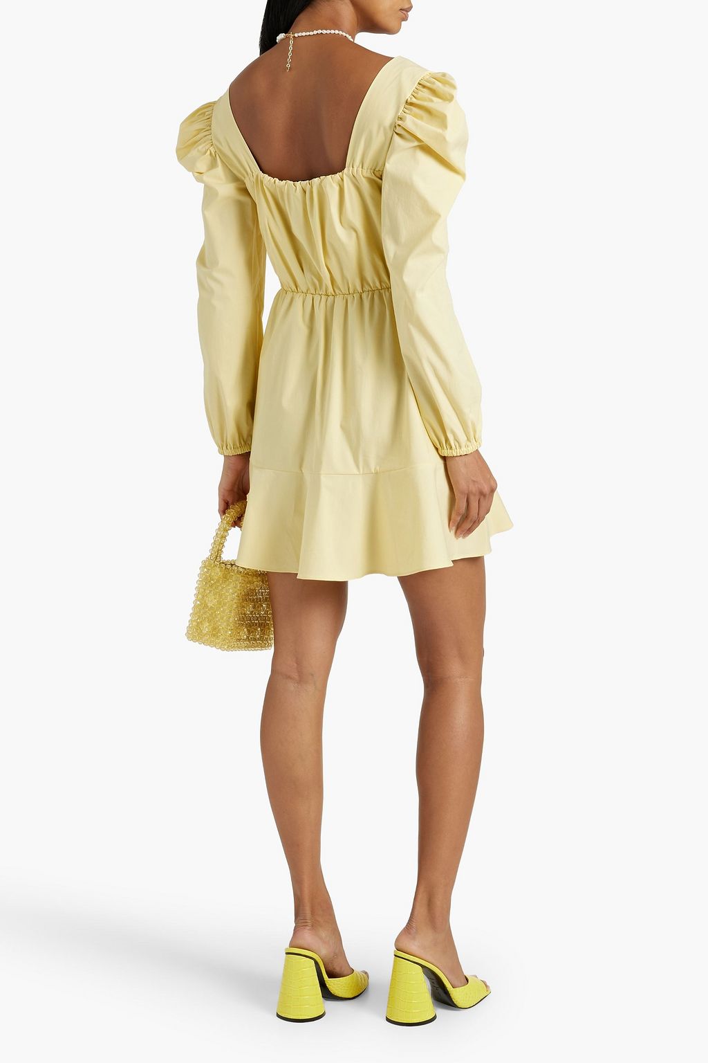 REDVALENTINO Wrap-effect ruched cotton-blend poplin mini dress