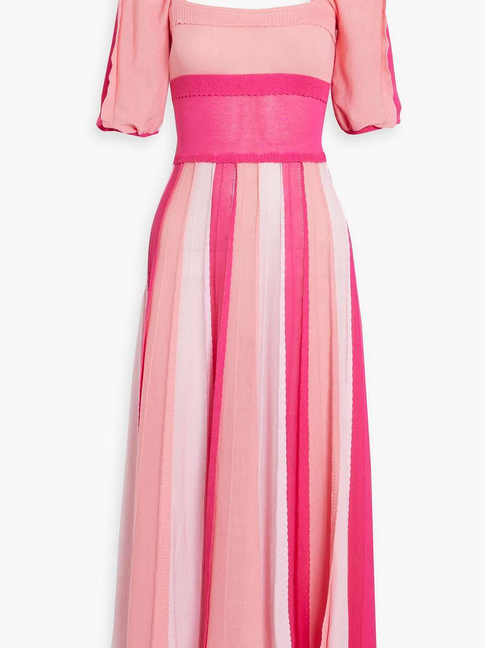 ruffled pointelle-knit cotton midi dress