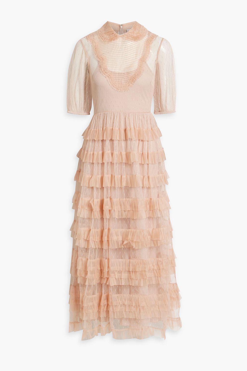 REDVALENTINO Ruffled point d'esprit midi dress | THE OUTNET