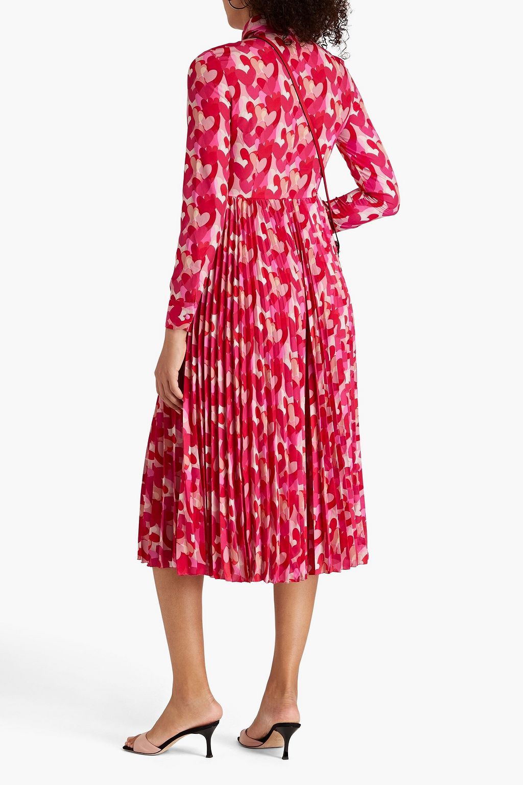 REDVALENTINO Pleated printed crepe de chine midi shirt dress