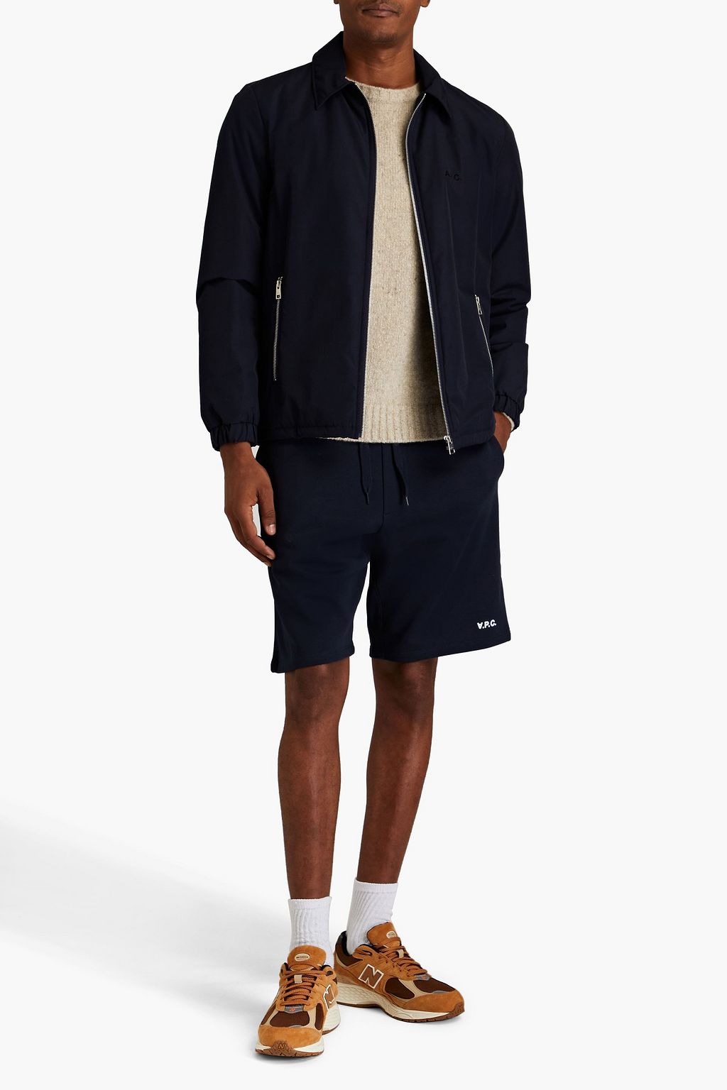 A.P.C. French cotton-terry drawstring shorts