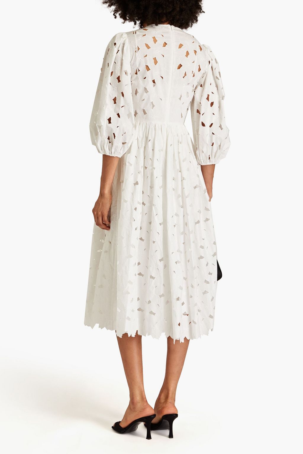 REDVALENTINO 투톤 레이스 미디 드레스