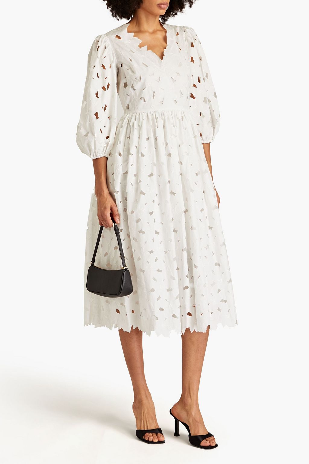 REDVALENTINO 투톤 레이스 미디 드레스