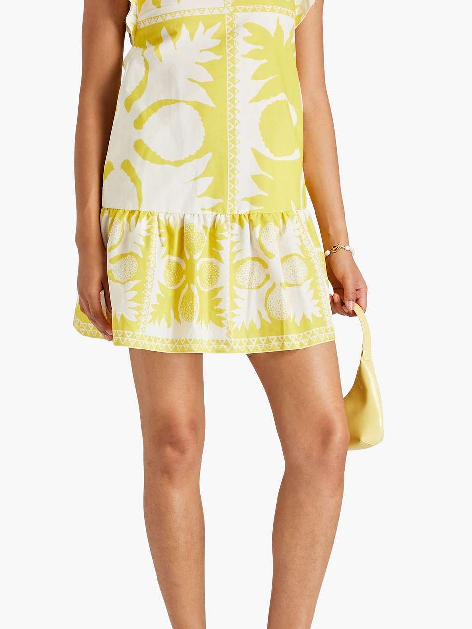 ruffled printed woven mini dress