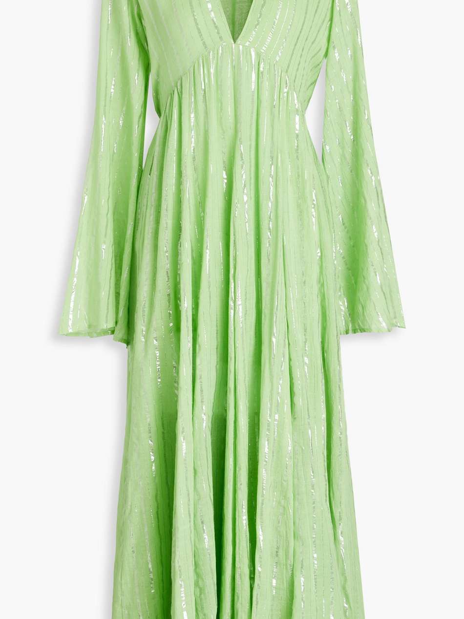 maud metallic gauze midi dress