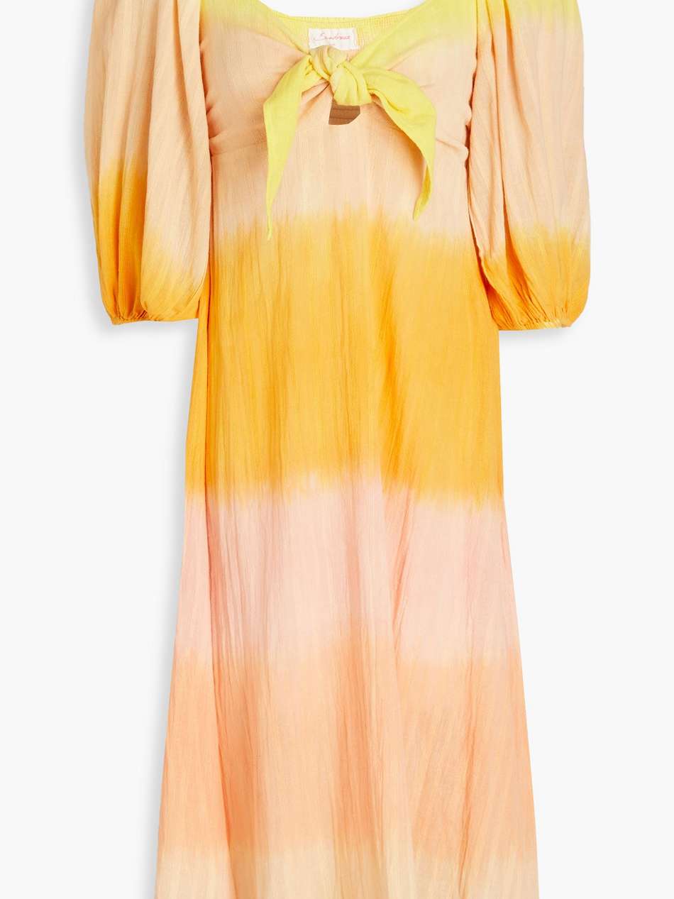 megan striped cotton-jacquard midi dress