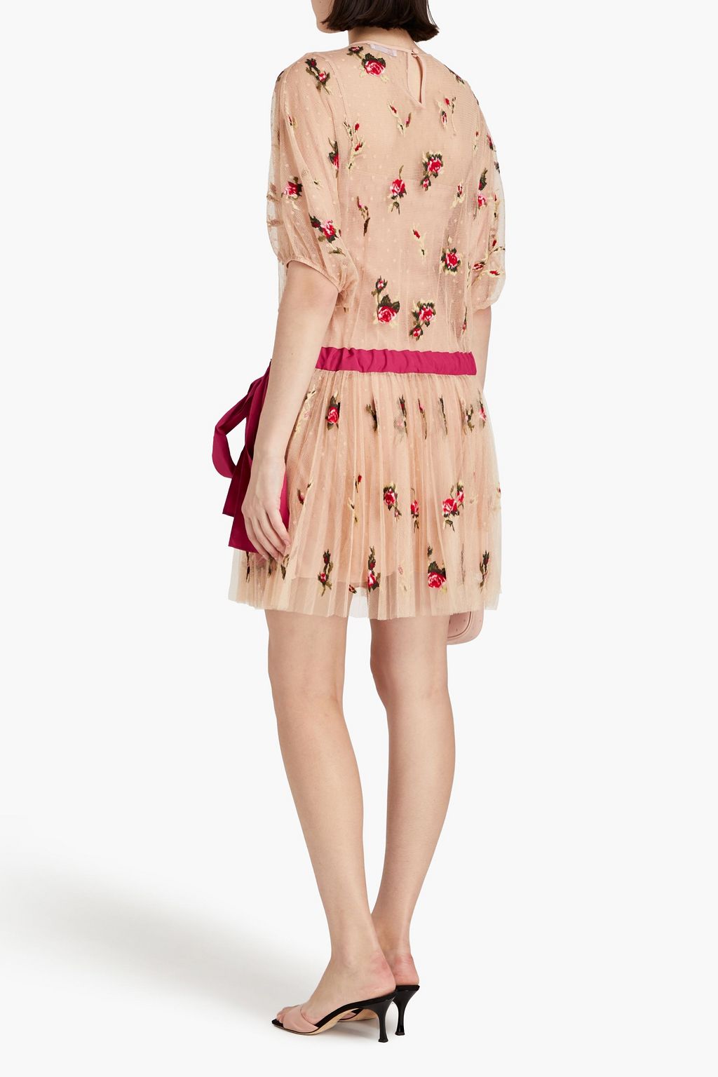 REDVALENTINO فستان قصير من قماش بوان ديسبري بتصميم مزموم
