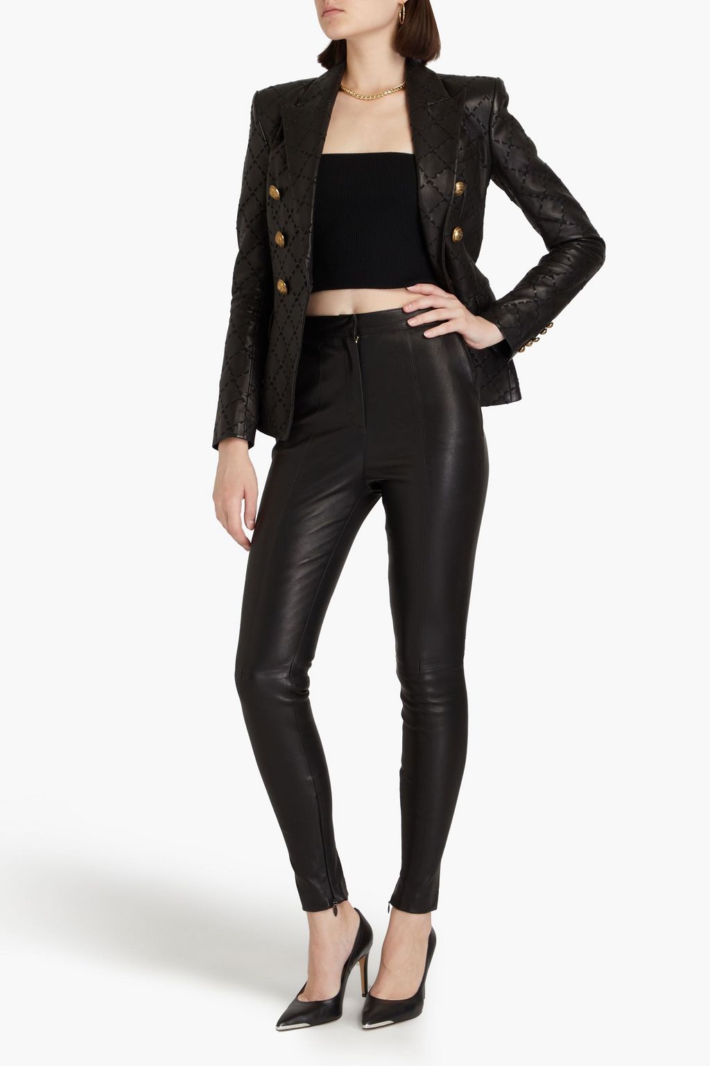 BALMAIN Leather skinny pants