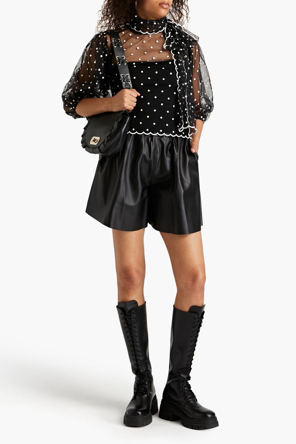 REDVALENTINO リボンタイ スイスドットチュール ブラウス