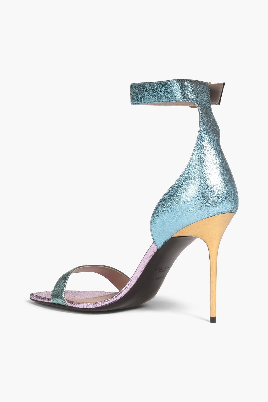 BALMAIN Metallic textured-leather sandals