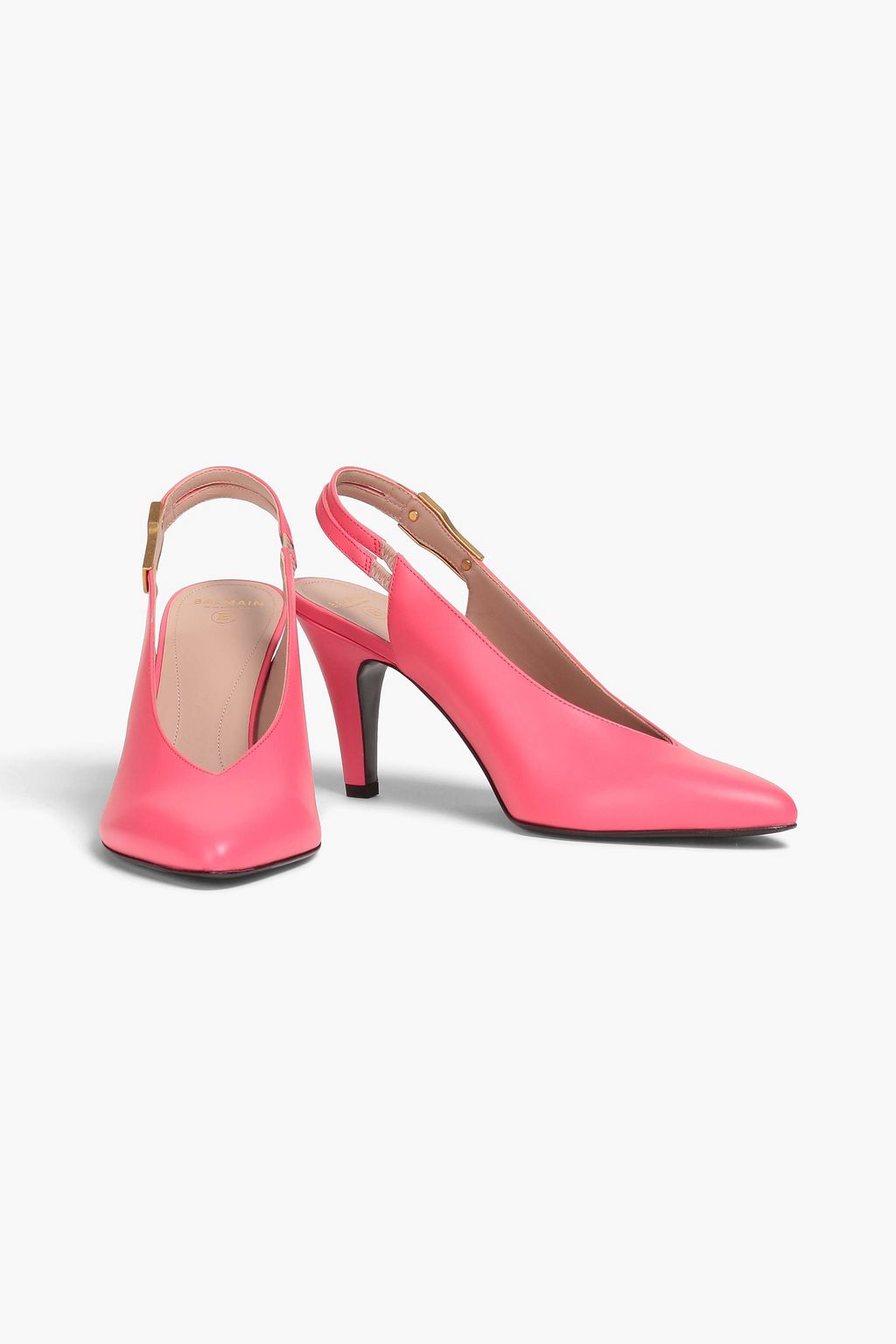 BALMAIN Embellished leather slingback pumps