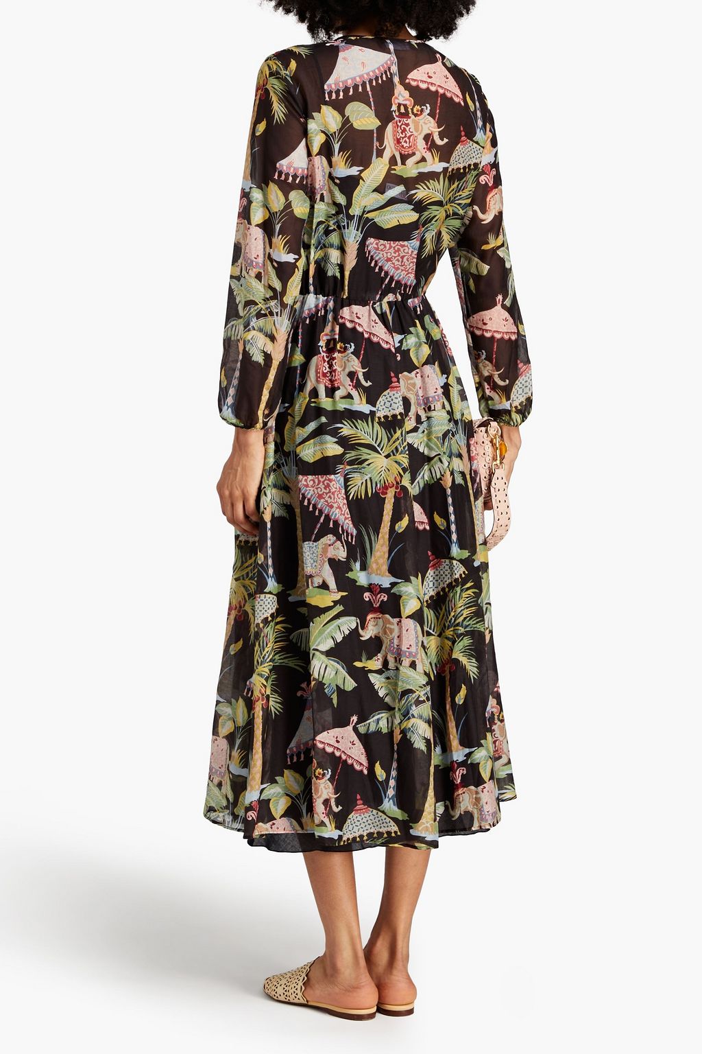 REDVALENTINO Printed cotton and silk-blend voile midi dress