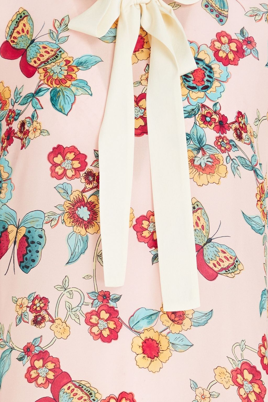 REDVALENTINO 푸시 보우 장식 프린트 실크 크레이프 드 신 미니 드레스
