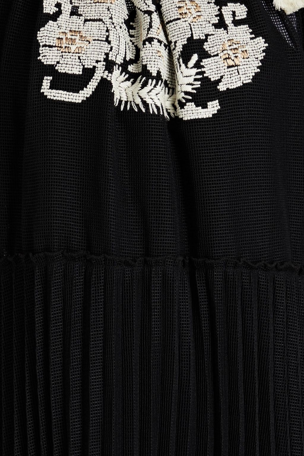 REDVALENTINO Tasseled embroidered knitted mini dress